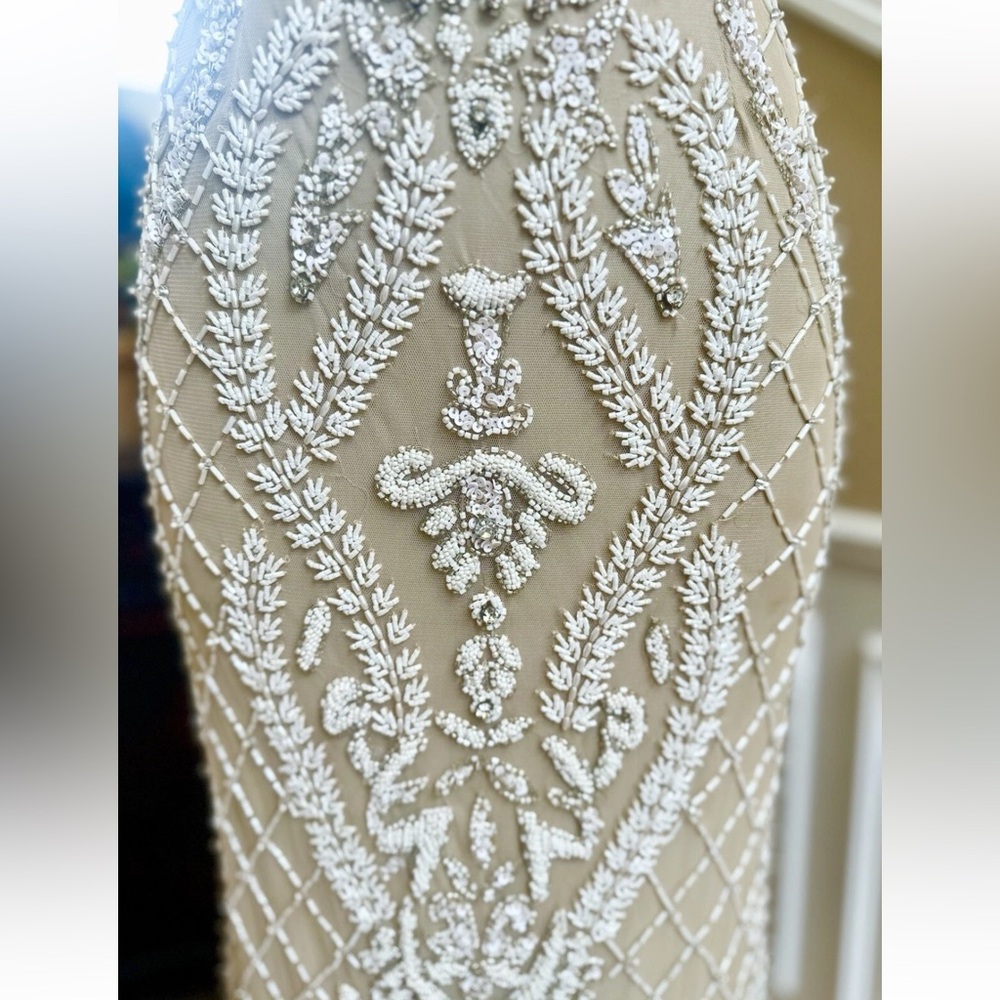 Elegant Sherri Hill Beige Cream Embellished Engagement Formal Prom Dress Size 4 - Picture 16 of 16